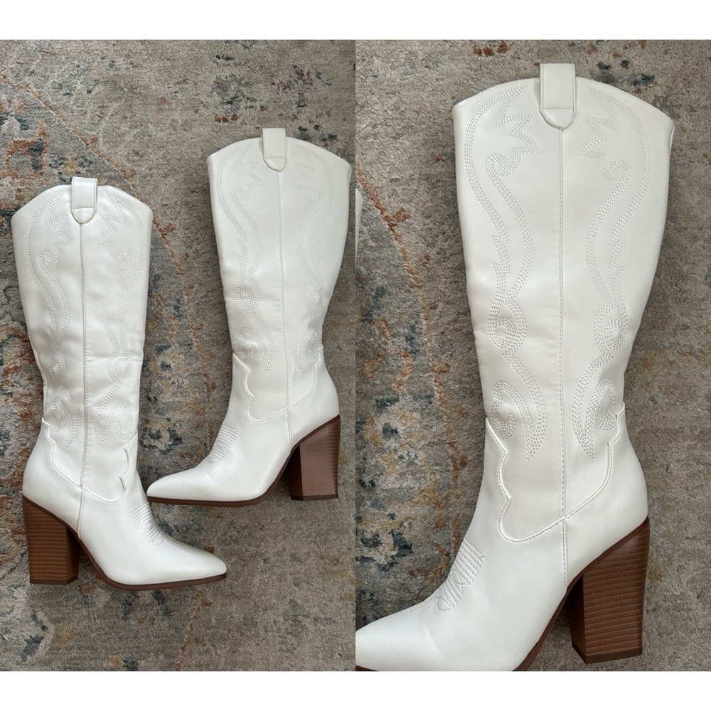 Dream Pairs white western cowboy knee high boots, 6,5